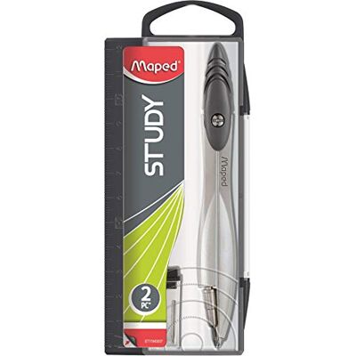 Maped Compas mine Study + étui-mines Métal Pour scolaire Coffret, Gris Maped Compas mine Study + étui-mines Métal Pour scolaire Coffret, Gris