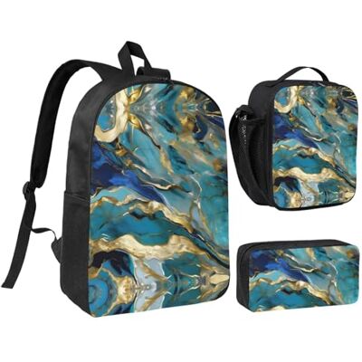 YQxwJL Azurite Lot de 3 sacs à dos avec trousse à crayons pour voyage, travail, camping Unisexe YQxwJL Azurite Lot de 3 sacs à dos avec trousse à crayons pour voyage, travail, camping Unisexe