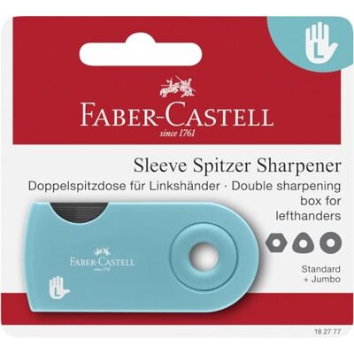 Faber-Castell 182777 Taille-crayon double manche turquoise pour gauchers Faber-Castell 182777 Taille-crayon double manche turquoise pour gauchers