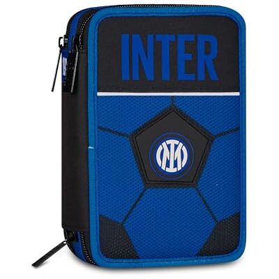 Seven Trousse scolaire 3 zips Inter, bleu, triple compartiment, 45 pièces, ensemble papeterie inclus, accessoires sac à dos, école primaire, enfants et adolescents, football, produit officiel Seven Trousse scolaire 3 zips Inter, bleu, triple compartiment, 45 pièces, ensemble papeterie inclus, accessoires sac à dos, école primaire, enfants et adolescents, football, produit officiel