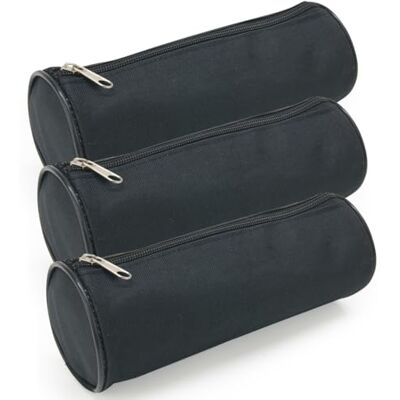 Waytex Lot de 3 Trousses Ronde Fourre-Tout Crayons Fournitures Scolaires Longueur 21cm Diamètre 7.5cm Noir uni Waytex Lot de 3 Trousses Ronde Fourre-Tout Crayons Fournitures Scolaires Longueur 21cm Diamètre 7.5cm Noir uni
