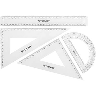Westcott 10304 00 Maths 4 pièces, plastique transparent Westcott 10304 00 Maths 4 pièces, plastique transparent