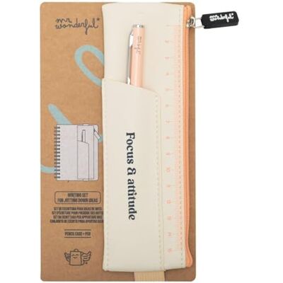 Mr. Wonderful Ensemble d'écriture beige Focus & attitude Petite trousse à crayons en PU Avec un élastique à l'arrière, multicolore, Set d'écriture Mr. Wonderful Ensemble d'écriture beige Focus & attitude Petite trousse à crayons en PU Avec un élastique à l'arrière, multicolore, Set d'écriture