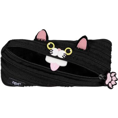 ZIPIT Trousse à crayons motif chat pour filles, jolie pochette à fermeture éclair pour enfants et adolescents, sac de papeterie pour l'école, noir ZIPIT Trousse à crayons motif chat pour filles, jolie pochette à fermeture éclair pour enfants et adolescents, sac de papeterie pour l'école, noir