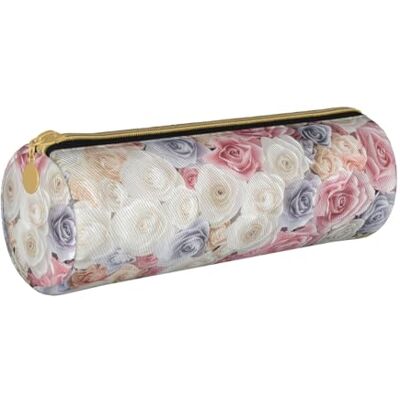 AMINNU Trousse cylindrique à motif floral rose Durable Pour étudiants Avec fermeture éclair Convient pour l'école et le bureau Unisexe, blanc, One Size, Trousse de maquillage AMINNU Trousse cylindrique à motif floral rose Durable Pour étudiants Avec fermeture éclair Convient pour l'école et le bureau Unisexe, blanc, One Size, Trousse de maquillage