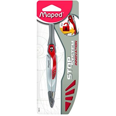 Maped Compas Stop System Système de Verrouillage Breveté Tracé Parfait Avec Sécurité Protège Pointe et Mine Compas Mine Dès 10 Ans Maped Compas Stop System Système de Verrouillage Breveté Tracé Parfait Avec Sécurité Protège Pointe et Mine Compas Mine Dès 10 Ans