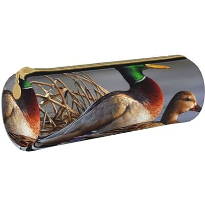 AMINNU Mallard Duck Trousse cylindrique durable Pour étudiants Avec fermeture éclair Convient pour l'école et le bureau Unisexe, blanc, One Size, Trousse de maquillage AMINNU Mallard Duck Trousse cylindrique durable Pour étudiants Avec fermeture éclair Convient pour l'école et le bureau Unisexe, blanc, One Size, Trousse de maquillage