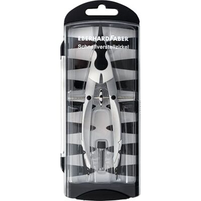 Eberhard Faber 571706 Compas à réglage rapide noir et blanc avec pièces de rechange et mines de compas Eberhard Faber 571706 Compas à réglage rapide noir et blanc avec pièces de rechange et mines de compas