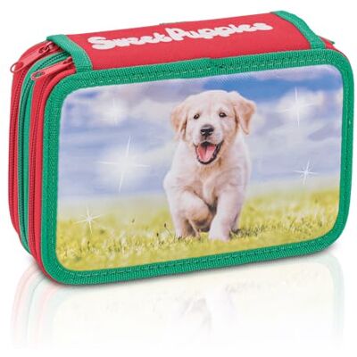 Favorit , Trousse 3 compartiments pour l'école, 20 x 13 x 7,5 cm, Sweet Puppies Vert et Rouge Favorit , Trousse 3 compartiments pour l'école, 20 x 13 x 7,5 cm, Sweet Puppies Vert et Rouge