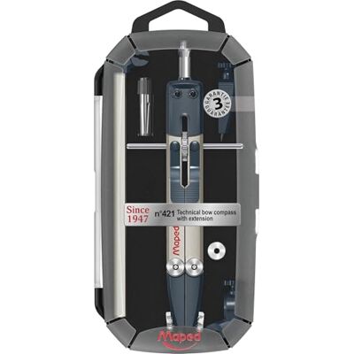 Maped Compas Technique Métal avec Allonge n°421 Réglage Rapide par Levier Vis Micrométrique Gamme Since 1947 Précision & Robustesse Coffret Inclus Garantie 3 Ans Maped Compas Technique Métal avec Allonge n°421 Réglage Rapide par Levier Vis Micrométrique Gamme Since 1947 Précision & Robustesse Coffret Inclus Garantie 3 Ans