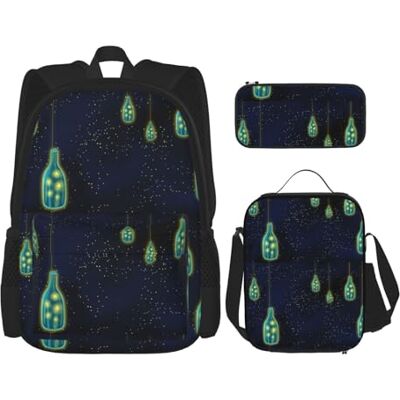 NEZIH Superbe bouteille de sous le ciel nocturne imprimé sacs à livres 3 en 1 ensembles de sacs à dos d'épaule réglable sac à déjeuner trousse à crayons pochette boîte NEZIH Superbe bouteille de sous le ciel nocturne imprimé sacs à livres 3 en 1 ensembles de sacs à dos d'épaule réglable sac à déjeuner trousse à crayons pochette boîte