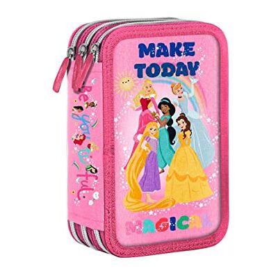 Disney Kit trousse 3 zip fille école princesses maternelle, école maternelle primaire avec lot de 3 colles coordonnées, rose, Trousse 3 fermetures éclair remplies Disney Kit trousse 3 zip fille école princesses maternelle, école maternelle primaire avec lot de 3 colles coordonnées, rose, Trousse 3 fermetures éclair remplies