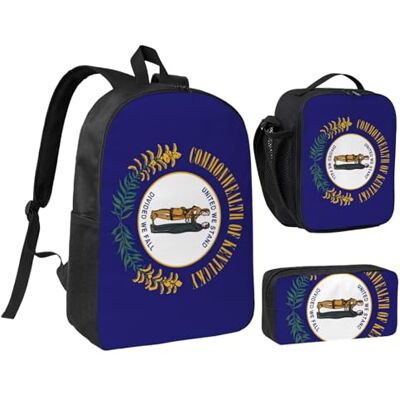 YQxwJL Kentucky State Flag Print Lot de 3 sacs à dos avec boîte à déjeuner et trousse à crayons pour voyage, travail, camping Unisexe YQxwJL Kentucky State Flag Print Lot de 3 sacs à dos avec boîte à déjeuner et trousse à crayons pour voyage, travail, camping Unisexe