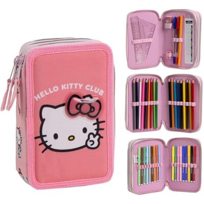 CARTOON Trousse scolaire 3 zip triple multicompartiment complet 44 pièces couleurs giotto papeterie pour enfants, Hello Kitty, trousse CARTOON Trousse scolaire 3 zip triple multicompartiment complet 44 pièces couleurs giotto papeterie pour enfants, Hello Kitty, trousse