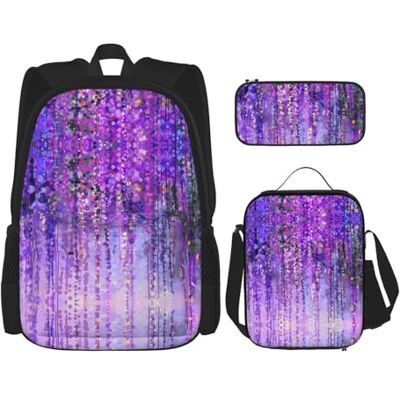 WURTON Ensemble de sacs à livres 3 en 1 avec bandoulière réglable, sac à déjeuner, trousse à crayons, noir, taille unique, Noir , One Size WURTON Ensemble de sacs à livres 3 en 1 avec bandoulière réglable, sac à déjeuner, trousse à crayons, noir, taille unique, Noir , One Size