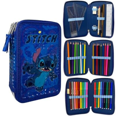 CARTOON Trousse 3 zip pour l'école complète 44 pièces de papeterie stylo Papermate marqueurs Giotto accessoire pour enfants et adolescents, Stitch, trousse CARTOON Trousse 3 zip pour l'école complète 44 pièces de papeterie stylo Papermate marqueurs Giotto accessoire pour enfants et adolescents, Stitch, trousse