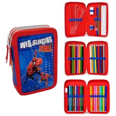 CARTOON Trousse scolaire 3 Zip, multi-compartiments, complet 44 pièces, couleurs Giotto, 20 x 13 x 6 cm, rouge, 20 x 13 x 6 cm, Spiderman CARTOON Trousse scolaire 3 Zip, multi-compartiments, complet 44 pièces, couleurs Giotto, 20 x 13 x 6 cm, rouge, 20 x 13 x 6 cm, Spiderman