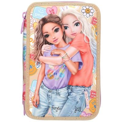Trousse à trois compartiments GIRL POWER - Beige - Trousse à crayons Trousse à trois compartiments GIRL POWER - Beige - Trousse à crayons