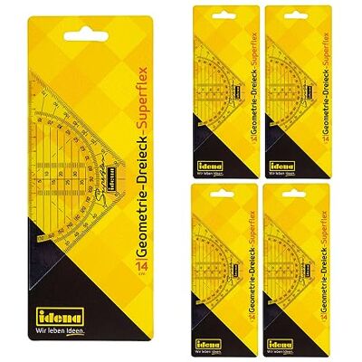 Idena 602083-5 Lot de 5 équerres en plastique transparent Superflex pour école et bureau 14 cm Idena 602083-5 Lot de 5 équerres en plastique transparent Superflex pour école et bureau 14 cm