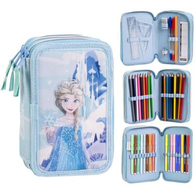 CARTOON Trousse scolaire 3 zip triple multicompartiment complet 44 pièces couleurs giotto papeterie pour enfants, La Reine des neiges., trousse CARTOON Trousse scolaire 3 zip triple multicompartiment complet 44 pièces couleurs giotto papeterie pour enfants, La Reine des neiges., trousse