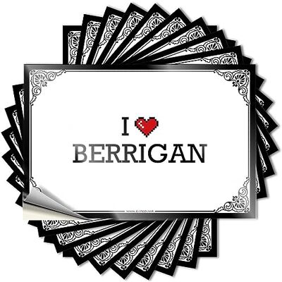 MZBS I Love Berrigan – Lot d'autocollants en vinyle pour décoration de cour avec inscription « I Love Berrigan » (8 x 12 cm) MZBS I Love Berrigan – Lot d'autocollants en vinyle pour décoration de cour avec inscription « I Love Berrigan » (8 x 12 cm)