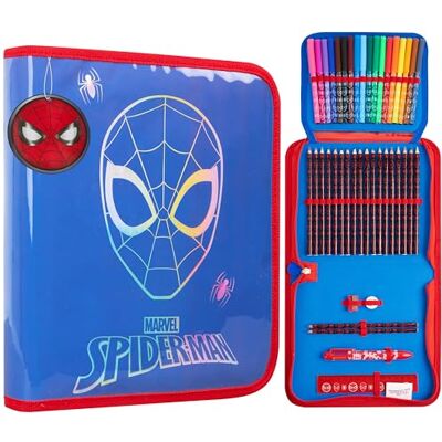 Marvel Spiderman Trousse scolaire avec matériel scolaire et papeterie Étuis Aesthetic avec crayons marqueurs Cadeau pour enfants, bleu, 24.5x21x5cm, Spiderman 1 compartiment Marvel Spiderman Trousse scolaire avec matériel scolaire et papeterie Étuis Aesthetic avec crayons marqueurs Cadeau pour enfants, bleu, 24.5x21x5cm, Spiderman 1 compartiment