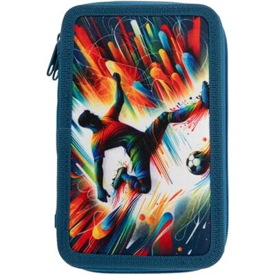 Idena 20181 Trousse triple avec 3 compartiments zippés Motif football 47 pièces, Multicolore, Football Idena 20181 Trousse triple avec 3 compartiments zippés Motif football 47 pièces, Multicolore, Football