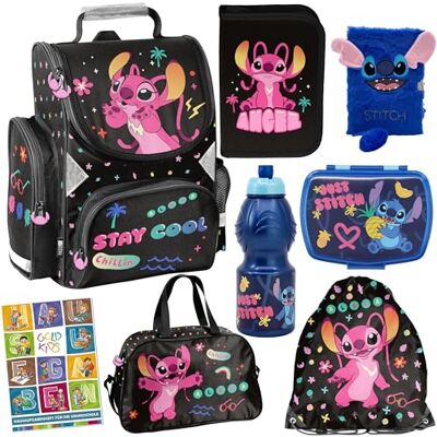 Goldkids Cartable pour garçons et filles Sac à dos d'école pour enfants avec trousse Sac à chaussures, sac de sport, journal intime et cahier de devoirs Motif Lilo et Stitch 1-3 classes, Lot Goldkids Cartable pour garçons et filles Sac à dos d'école pour enfants avec trousse Sac à chaussures, sac de sport, journal intime et cahier de devoirs Motif Lilo et Stitch 1-3 classes, Lot