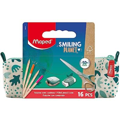Maped Trousse Smiling Planet avec Fournitures scolaires Trousse Scolaire en Tissu + 12 Crayons de couleur FSC + 1 Ciseaux 16cm + 1 Taille-Crayons avec Réserve + 1 Gomme Blanche Maped Trousse Smiling Planet avec Fournitures scolaires Trousse Scolaire en Tissu + 12 Crayons de couleur FSC + 1 Ciseaux 16cm + 1 Taille-Crayons avec Réserve + 1 Gomme Blanche