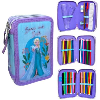 CARTOON Trousse scolaire 3 Zip, multi-compartiments, complet 44 pièces, couleurs Giotto, 20 x 13 x 6 cm, lilas, 20 x 13 x 6 cm, Frozen CARTOON Trousse scolaire 3 Zip, multi-compartiments, complet 44 pièces, couleurs Giotto, 20 x 13 x 6 cm, lilas, 20 x 13 x 6 cm, Frozen