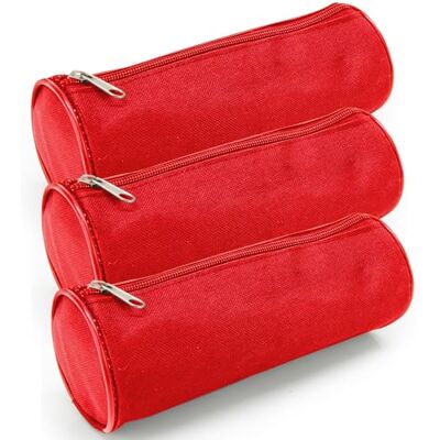 Waytex Lot de 3 Trousses Ronde Fourre-Tout Crayons Fournitures Scolaires Longueur 21cm Diamètre 7.5cm Rouge uni Waytex Lot de 3 Trousses Ronde Fourre-Tout Crayons Fournitures Scolaires Longueur 21cm Diamètre 7.5cm Rouge uni