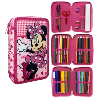CARTOON Trousse 3 zip complet 44 pièces papeterie multi-compartiments stylos crayons couleurs marqueurs giotto pour l'école, Minnie., 19.5 x 12.5 x 7 cm, trousse CARTOON Trousse 3 zip complet 44 pièces papeterie multi-compartiments stylos crayons couleurs marqueurs giotto pour l'école, Minnie., 19.5 x 12.5 x 7 cm, trousse