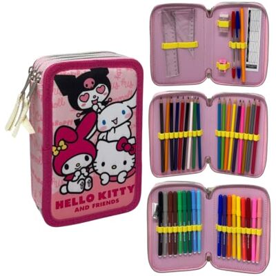 CARTOON Giotto Trousse scolaire 3 fermetures éclair triple compartiment complet 44 pièces couleurs papeterie pour enfants, Hello Kitty 1, Organisateur de sac CARTOON Giotto Trousse scolaire 3 fermetures éclair triple compartiment complet 44 pièces couleurs papeterie pour enfants, Hello Kitty 1, Organisateur de sac