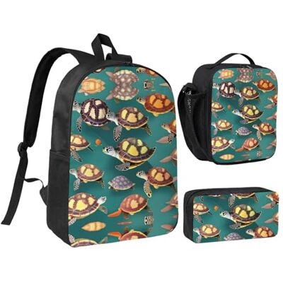 YQxwJL Lot de 3 sacs à dos avec motif tortues de mer et trousse à crayons pour voyage, travail, camping, unisexe YQxwJL Lot de 3 sacs à dos avec motif tortues de mer et trousse à crayons pour voyage, travail, camping, unisexe