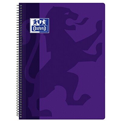 Oxford Classic – Cahier spirale, couvercle en plastique, 4 x 4 carreaux, couleur violet Oxford Classic – Cahier spirale, couvercle en plastique, 4 x 4 carreaux, couleur violet