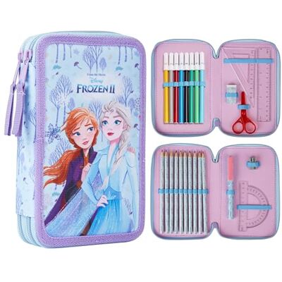 Disney Trousse Scolaire Fille, Trousse Garnie Stitch Fille et Reine des Neiges, Fourniture Scolaire Stitch, Idée Cadeau (Frozen Bleu Double Zip) Disney Trousse Scolaire Fille, Trousse Garnie Stitch Fille et Reine des Neiges, Fourniture Scolaire Stitch, Idée Cadeau (Frozen Bleu Double Zip)