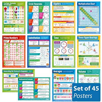 Daydream Education Lot de 45 affiches mathématiques Papier brillant mesurant 594 mm x 850 mm (A1) Tableaux mathématiques pour la salle de classe Affiches éducatives Daydream Education Lot de 45 affiches mathématiques Papier brillant mesurant 594 mm x 850 mm (A1) Tableaux mathématiques pour la salle de classe Affiches éducatives