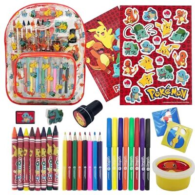 Pokémon jeux Sac à dos Kit de coloriage Mallette Couleurs Feutres Crayon de couleur Autocollants Trousse Papeterie Idées Cadeaux Anniversaire Gadgets pour Enfants Jeu Pokémon jeux Sac à dos Kit de coloriage Mallette Couleurs Feutres Crayon de couleur Autocollants Trousse Papeterie Idées Cadeaux Anniversaire Gadgets pour Enfants Jeu