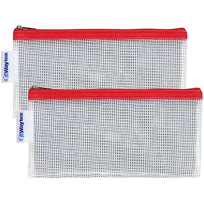 Waytex Lot de 2 Trousses Transparentes Zippées en EVA sans PVC, Forme Plate 22 x 11 cm Bordure Couleur, Rouge, 22 x 11 x 0,8 cm, Trousse Waytex Lot de 2 Trousses Transparentes Zippées en EVA sans PVC, Forme Plate 22 x 11 cm Bordure Couleur, Rouge, 22 x 11 x 0,8 cm, Trousse