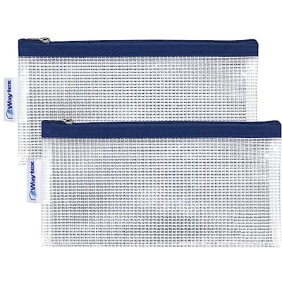 Waytex Lot de 2 Trousses Transparentes Zippées en EVA sans PVC, Forme Plate 22 x 11 cm Bordure Couleur, Bleu Marine, 22 x 11 x 0,8 cm, Trousse Waytex Lot de 2 Trousses Transparentes Zippées en EVA sans PVC, Forme Plate 22 x 11 cm Bordure Couleur, Bleu Marine, 22 x 11 x 0,8 cm, Trousse