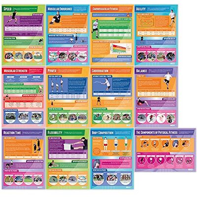 Daydream Education Lot de 12 posters éducatifs Components of Physical Fitness physical Fitness pour cours de sport, salle de classe, papier brillant 850 x 594 mm (A1) Daydream Education Lot de 12 posters éducatifs Components of Physical Fitness physical Fitness pour cours de sport, salle de classe, papier brillant 850 x 594 mm (A1)