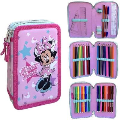 Disney Trousse Minnie Mouse multi-compartiment à 3 étages avec 3 fermetures éclair pour l'école complète 44 pièces stylos crayons couleurs 18 feutres Giotto Turbocolor, bleu, trousse Disney Trousse Minnie Mouse multi-compartiment à 3 étages avec 3 fermetures éclair pour l'école complète 44 pièces stylos crayons couleurs 18 feutres Giotto Turbocolor, bleu, trousse