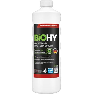 BIOHY Glaskeramik Kochfeldreiniger (1l Flasche) Ceranfeldreiniger für die Küche Hochglanz Fettlöser ganz ohne Kratzer Küchenreiniger als Ergänzung zum Ceranfeldschaber biologisch abbaubar BIOHY Glaskeramik Kochfeldreiniger (1l Flasche) Ceranfeldreiniger für die Küche Hochglanz Fettlöser ganz ohne Kratzer Küchenreiniger als Ergänzung zum Ceranfeldschaber biologisch abbaubar