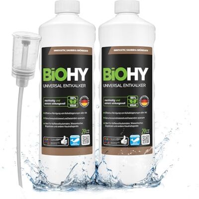 BIOHY Universal Entkalker (2 x 1 liter) + Dosierer Universal Konzentrat für alle Haushaltsgeräte starker Kalklöser auch für Elektrogeräte kompatibel mit allen Kaffeeautomaten & Wasserkochern BIOHY Universal Entkalker (2 x 1 liter) + Dosierer Universal Konzentrat für alle Haushaltsgeräte starker Kalklöser auch für Elektrogeräte kompatibel mit allen Kaffeeautomaten & Wasserkochern