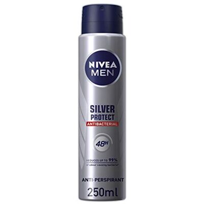 NIVEA MEN Anti-Perspirant Deodorant Spray, Silver Protect, 48 heures Deo, 250 ml NIVEA MEN Anti-Perspirant Deodorant Spray, Silver Protect, 48 heures Deo, 250 ml
