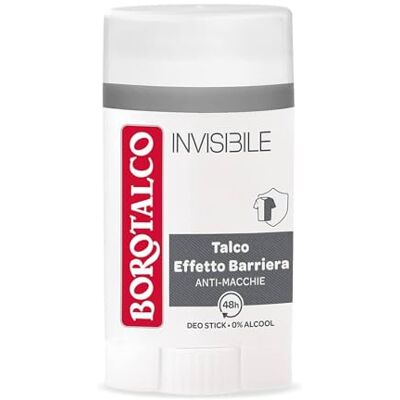 Borotalco Invisible Déodorant Homme Talc Effet Barrière Anti-Taches Sans Alcool 48H Stick 40 ml (1) Borotalco Invisible Déodorant Homme Talc Effet Barrière Anti-Taches Sans Alcool 48H Stick 40 ml (1)