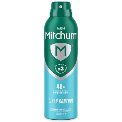 Mitchum Spray Déodorant et Antisudorifique Men Triple Odor defense 48 Heures de Protection (200 ml) Clean Control, Testé par des dermatologues (Lot de 1) Mitchum Spray Déodorant et Antisudorifique Men Triple Odor defense 48 Heures de Protection (200 ml) Clean Control, Testé par des dermatologues (Lot de 1)