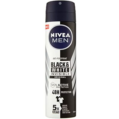NIVEA Men Déodorant Homme Invisible Black & White Spray 6 paquets de 150 ml Total : 900 ml NIVEA Men Déodorant Homme Invisible Black & White Spray 6 paquets de 150 ml Total : 900 ml