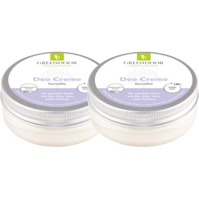 GREENDOOR Lot de 2 déodorants en crème sensible 100 ml Déodorant Déodorant sans parfum I sans aluminium, végétalien, pot 100 % recyclé, avec huile de coco vierge bio, beurre de cacao bio GREENDOOR Lot de 2 déodorants en crème sensible 100 ml Déodorant Déodorant sans parfum I sans aluminium, végétalien, pot 100 % recyclé, avec huile de coco vierge bio, beurre de cacao bio