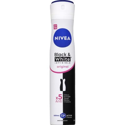 NIVEA Déodorant Spray Black & White Invisible (1 x 200 ml), déodorant femme anti-traces blanches et jaunes, anti-transpirant anti odeur & humidité, protection efficace 72 h, sans alcool NIVEA Déodorant Spray Black & White Invisible (1 x 200 ml), déodorant femme anti-traces blanches et jaunes, anti-transpirant anti odeur & humidité, protection efficace 72 h, sans alcool